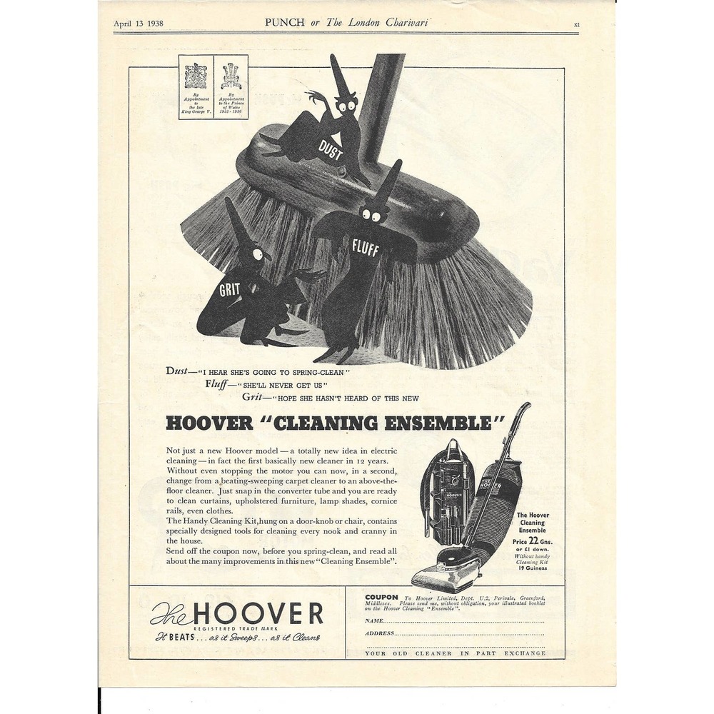 Vintage Print Ad 1938 Hoover Vacuum